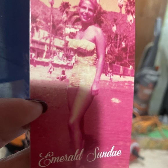 Emerald Sundae Navy and salmon, w" Top Sheer Overlay Dress, size medium - Picture 5 of 5